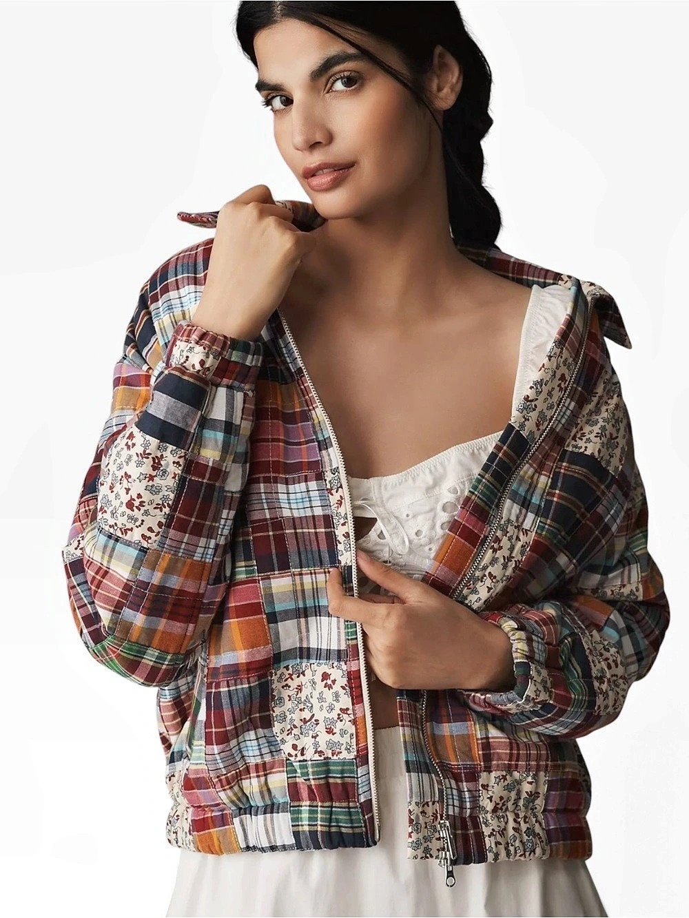 Anthropologie Avec Les Filles Women's Patchwork Plaid Jacket Size Medium NWOT